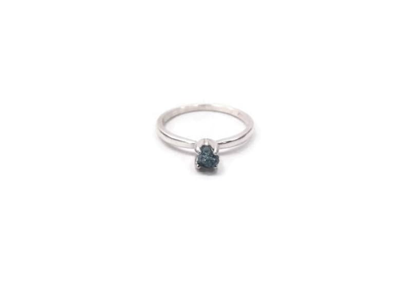 Raw Diamond Engagement Ring in Sterling Silver