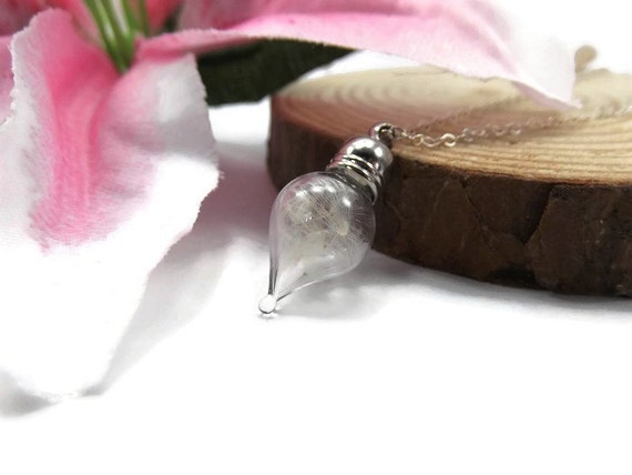 Dandelion Necklace Make a Wish Necklace Flower Seed Pendant