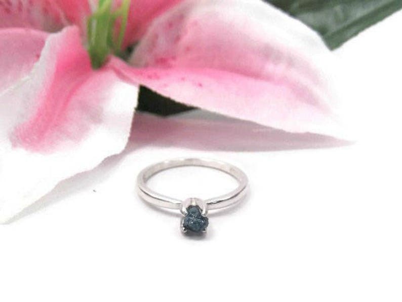 Raw Diamond Engagement Ring in Sterling Silver