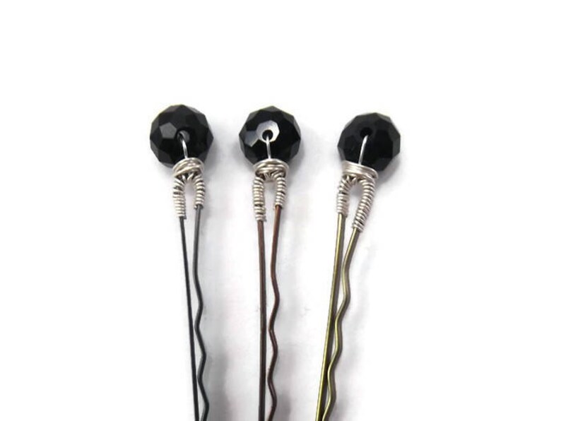 Black Crystal Hair Accessory Black Crystal Hair Clip Black Etsy