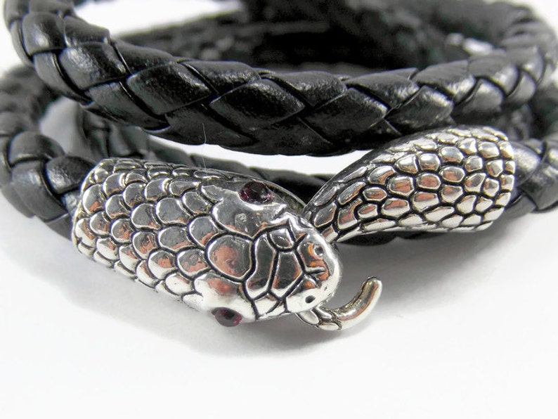 Ouroboros Leather Snake Bracelet Black Snake Wrap Bracelet Etsy