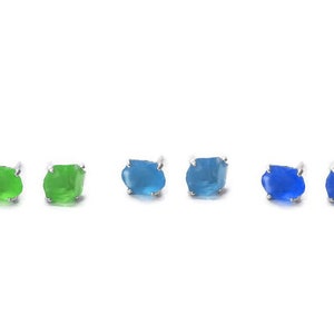 Blå havsglasörhängen - Örhängen i sterlingsilver med strandglas bild 3