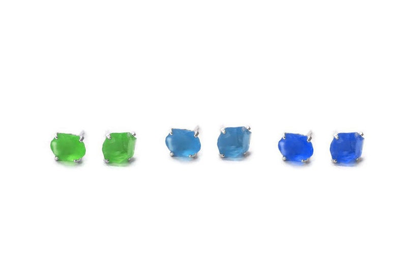 Blå havsglasörhängen - Örhängen i sterlingsilver med strandglas bild 3