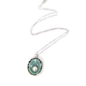 Blue Beach Shell Necklace - Minimalist Shell Necklace - Sterling Silver ...