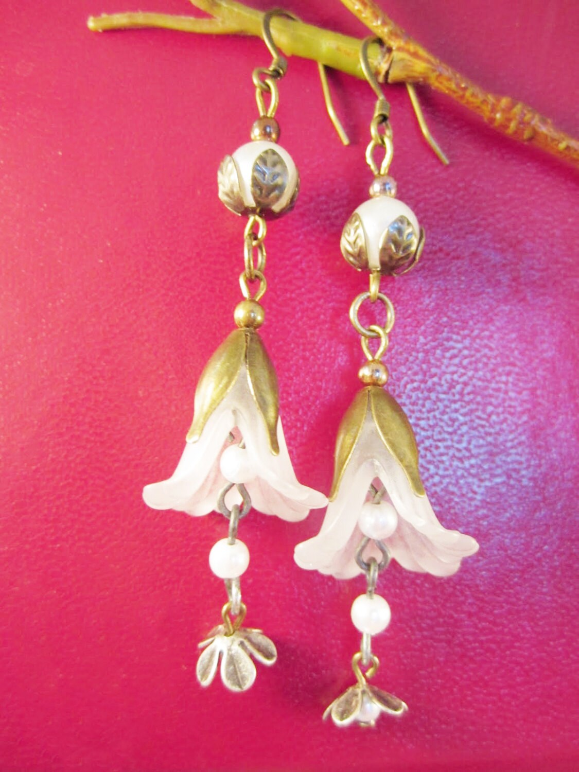 Frosted Petals and Pearls Handmade Dangle Earrings Art Nouveau Etsy UK