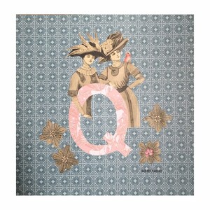 Dibujar la creación del collage de la letra "Q"