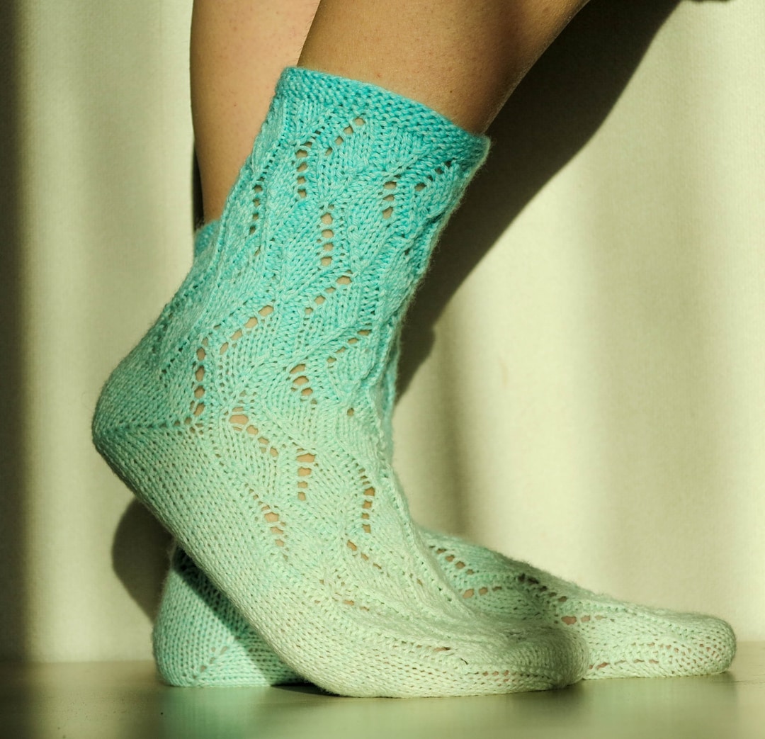 Knit Lace Socks. Colorful Socks. Knitted Socks. Knit Merino Socks. Christmas Gift. Womens Socks