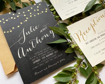 Light Blue Wedding Invites Gold Foiled Wedding Invitation in Baby Blue Little Bridge Design DEPOSIT Simple and Elegant Invitations