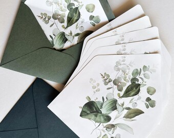 A7 Greenery Envelope Liners, Botanical Prints, Garden and Leaves, Deckled Paper Envelopes