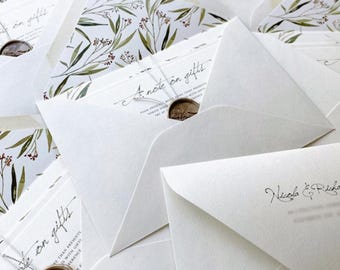 Watercolour Leaf Envelope Liners, Bush, Country, Australian Outback Watercolor A7 Envelope Inserts