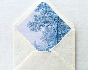 Blue Porcelain A7 Envelope Liner Template, Antique European Painting (Digital Download)