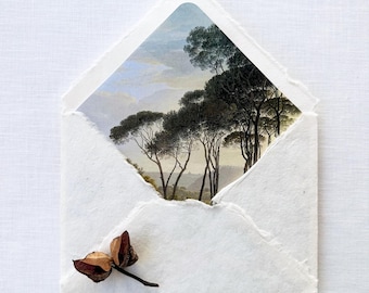 Printable A7 Envelope Liner, Antique Landscape Painting Template (Digital Download)