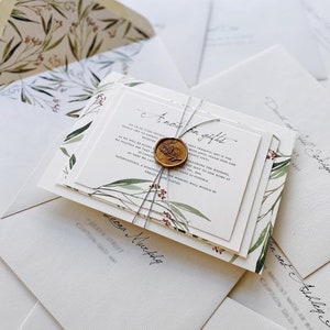Watercolour Bush, Garden, Greenery Wedding Invitation. Australian Wedding. Spring / Summer Outback Invites. Little Bridge Design - DEPOSIT
