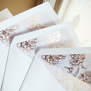 Rose Gold Floral Envelope Liners: Wedding Invitation Envelopes (130mmx190mm)