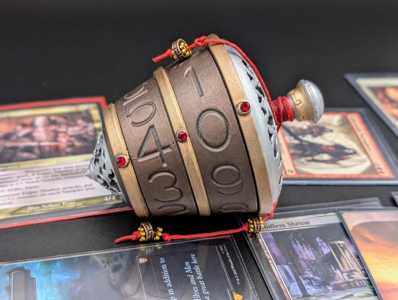 Magic:the Gathering Life Counter | Sensei's Divining Top 3D Printed Spindown Classic + Red Cord