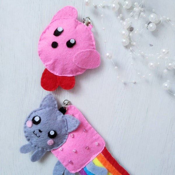 Sangle de téléphone en peluche Nyan Cat / Kirby