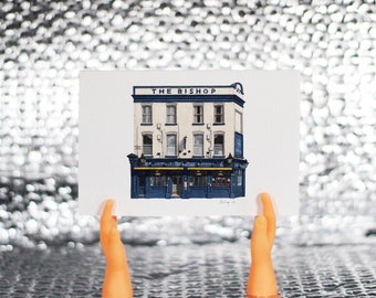 East Dulwich - The Bishop - Greeting card with envelope -  South London Art - Watercolour illustration