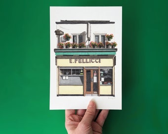 Bethnal Green - E Pellicci - A5 or A4 Giclée Print (unframed) - East London - London Art - Watercolour illustration