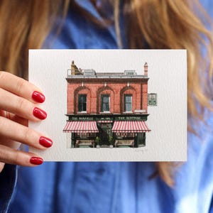 Chelsea - The Surprise pub - Carte de voeux avec enveloppe - Art londonien - Illustration aquarelle