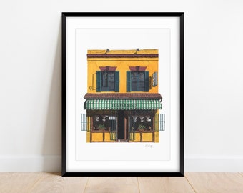 Peckham - Il Giardino restaurant - A5 or A4 Giclée Print (unframed)  - London Art - Watercolour illustration