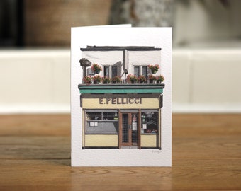 Bethnal Green - E Pellicci cafe - Greeting card with envelope - East London - London Art - Watercolour illustration