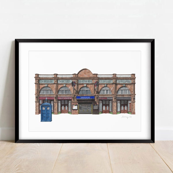 Earl's Court Station - A5 or A4 Giclée Print (unframed)  - South London Art - Watercolour illustration