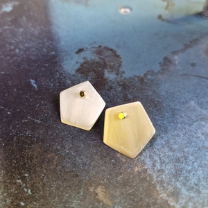 Handmade Geometric Pentagon Brass Stud Earrings