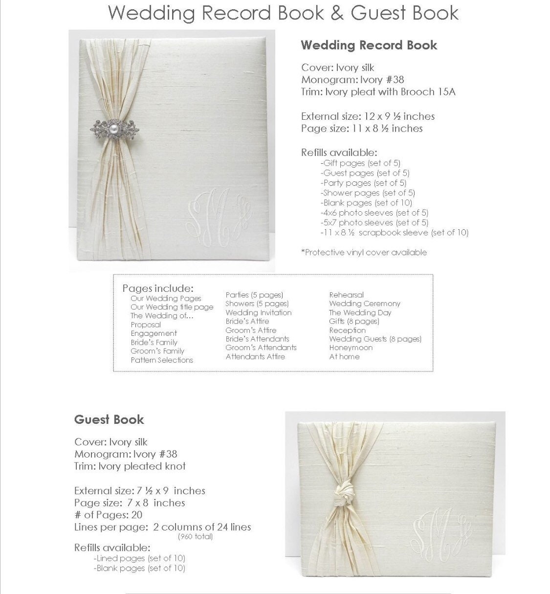 Wedding Guest Book And Wedding Memory Book Monogrammed Set In Etsy