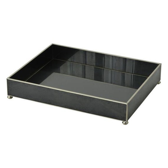 Black Lizard Print Metal And Glass Vanity Tray Etsy
