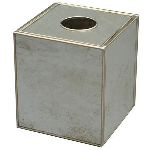 Antique Mirror Metal and Glass Tissue Box Cover Etsy