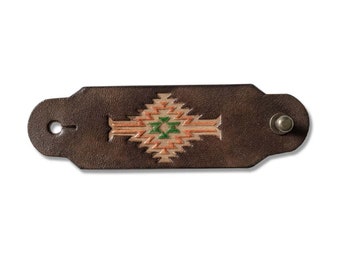 Woggle, bandana, native series 1 in brown leather / neckerchief slide special