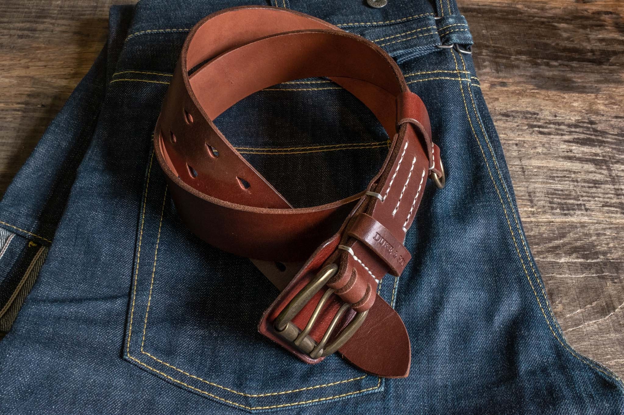 Belt, Heavy Duty, Red Brown Color, Hand Stitched, Double