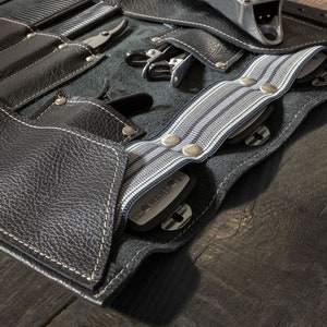 Barber Hairdresser Tool Roll Black Leather Tool Roll for Barber Tool ...