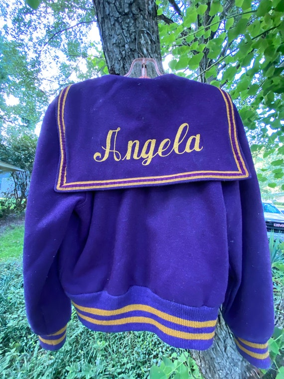 Vtg purple girl’s 1960's varsity jacket, Angela, … - image 1