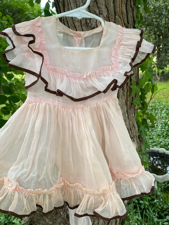 1930s sheer tiny toddler pink crinoline dress anti