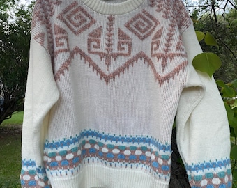 Mademoiselle 80’s Nordic acrylic sweater approx size M