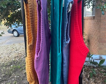 Lot of FIVE 70s vintage knit vests small/medium sizes