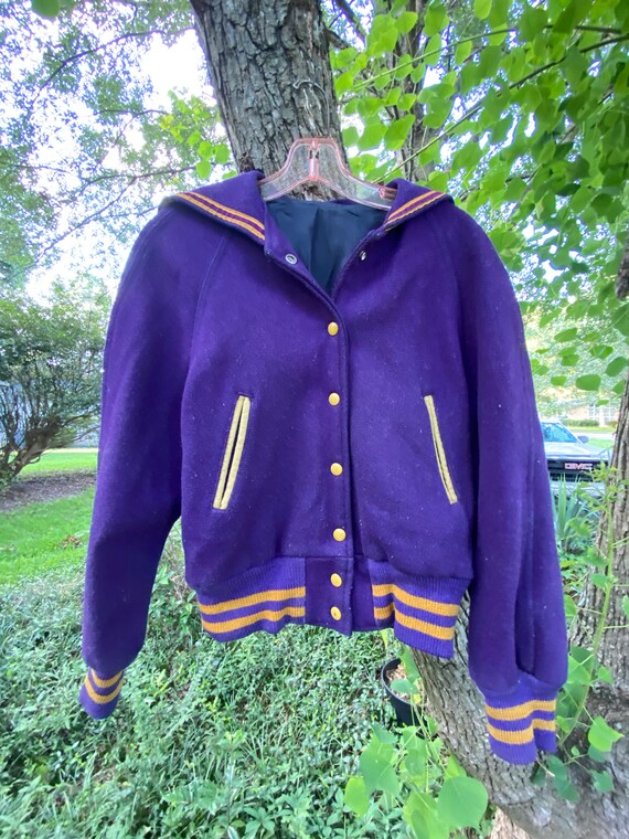 Vtg purple girl’s 1960's varsity jacket, Angela, … - image 2