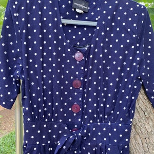 90&#39;s does 40&#39;s dress,blue and white polka dot, Positive Attitude label, 100% cotton, size 12