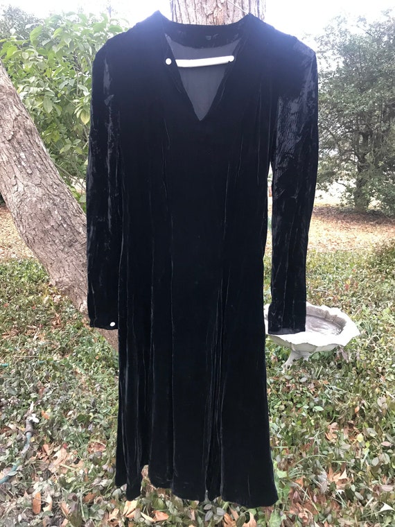 1940s black velvet dress size S AS IS - image 1