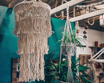 Macrame Tassel Hanging Lantern Lampshade Boho Chandelier