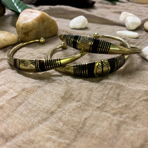 Tuareg Tribal Bronze Metal Bracelets Hand Carved