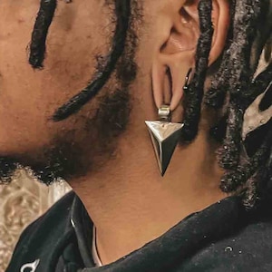Arrow Ear Weights: Alpaca Silver & Brass Geometric Ear Hangers