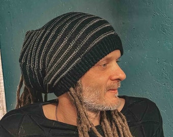 Dreadlocks Mütze Bandana Wendemuster gestreift Strick