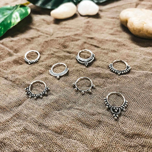 Sterling zilveren tribale Indiase septumring | Verschillende ontwerpen | Boho tribale etnische zigeuner