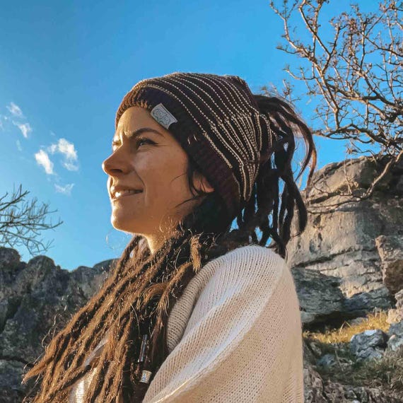 Dreadlocks Beanie Bandana Reversable Striped Knitwear - Etsy