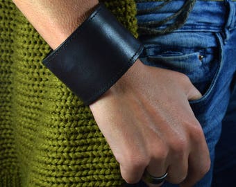Echtes Rindsleder Manschettenarmband Zip Detail für Männer und Frauen Einstellbare Größen