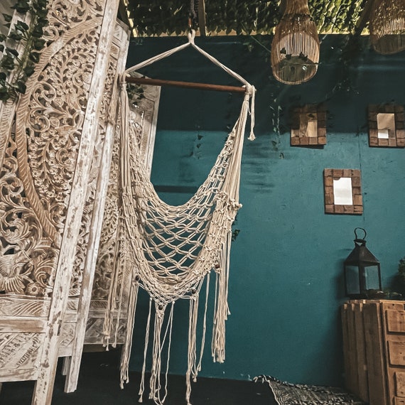 Macrame Net Hammock Swing Chair, Handwoven Tassel Chair