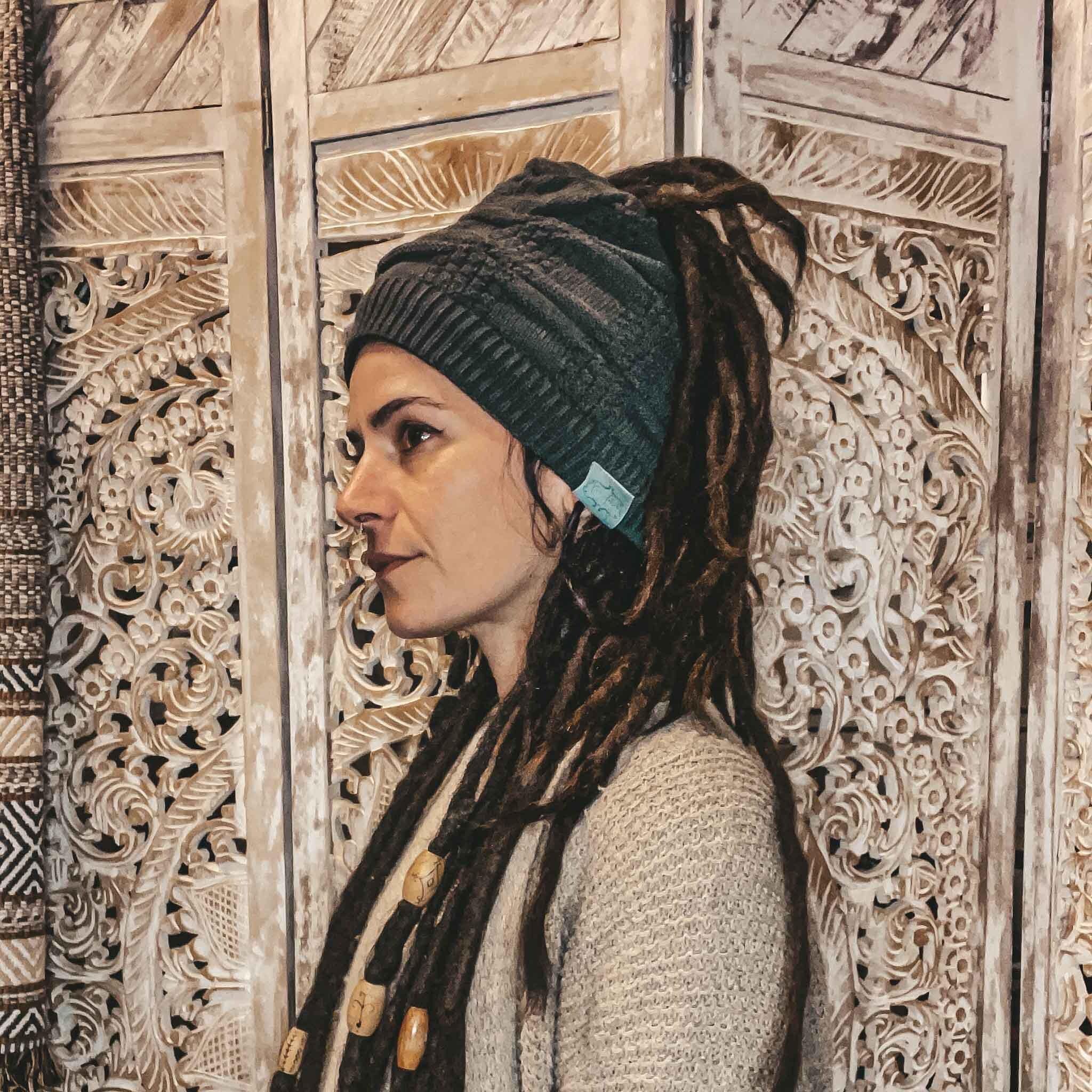 Knitted Beanie Reversible Squares Dreadlocks Wool Bandana