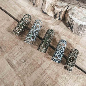 Heilige Geometrie Messing & Silber Dreadlock Perlen 10 - 13 mm Loch Haarschmuck